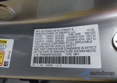 2026 Honda Cr-V Hybrid Awd Sport Touring from USA, damaged, VIN 7FARS6H93TE063563